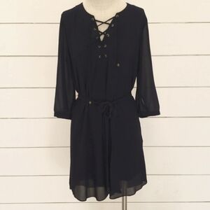 BCX large navy sheer midi dress sailor nautical